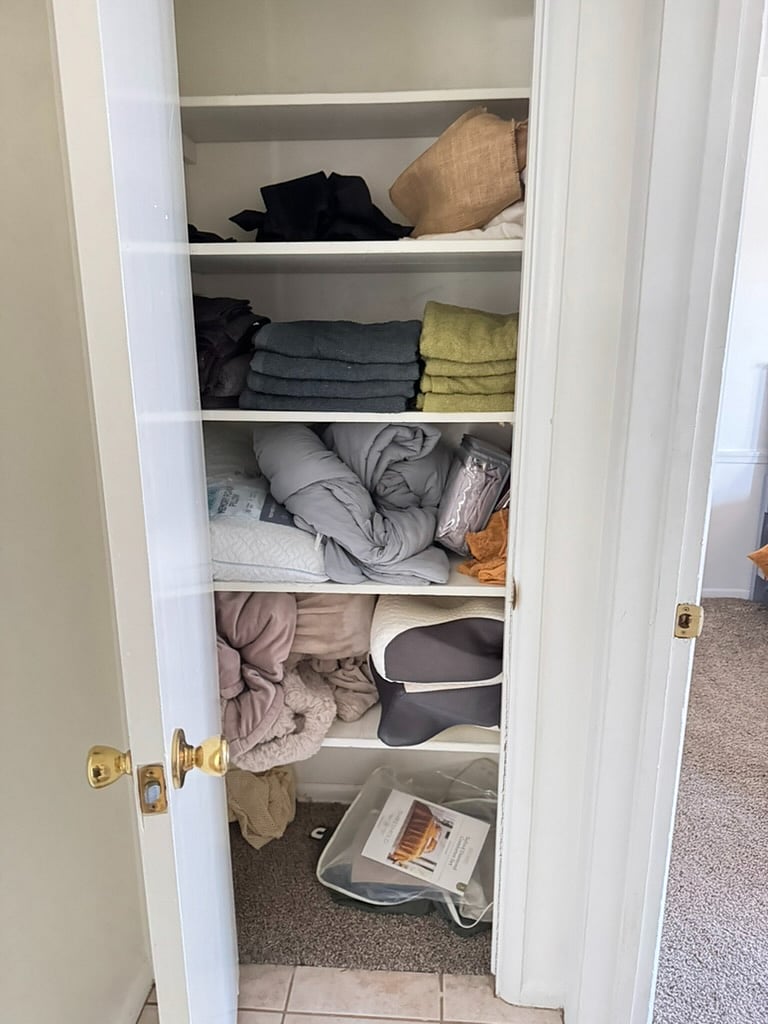 fully stocked linens closet