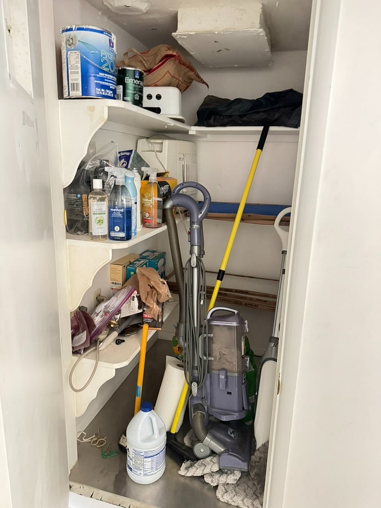 Fully stocked cleaning/utility closet