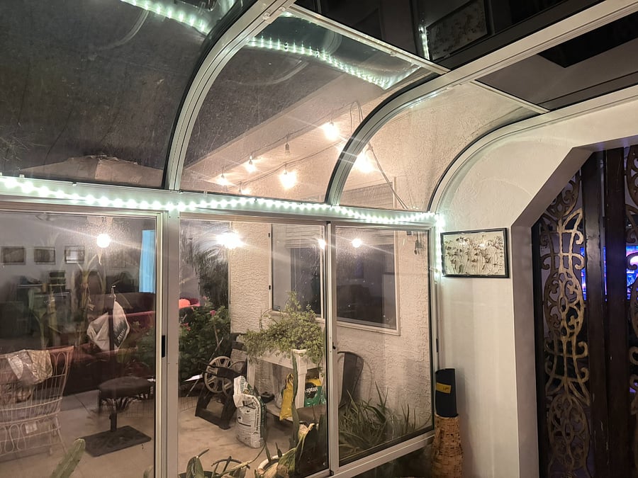 Enjoy your time in the sun room even at night, with lighting all around!