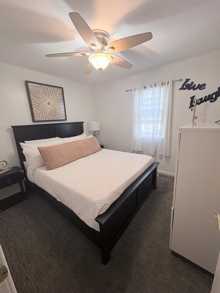 Smaller Queen Bed AC Heat Smart TV