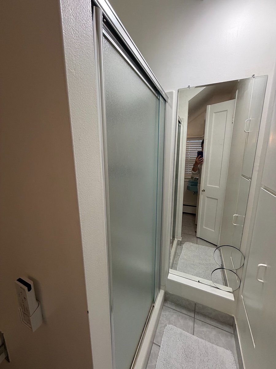 Full length mirror and shower