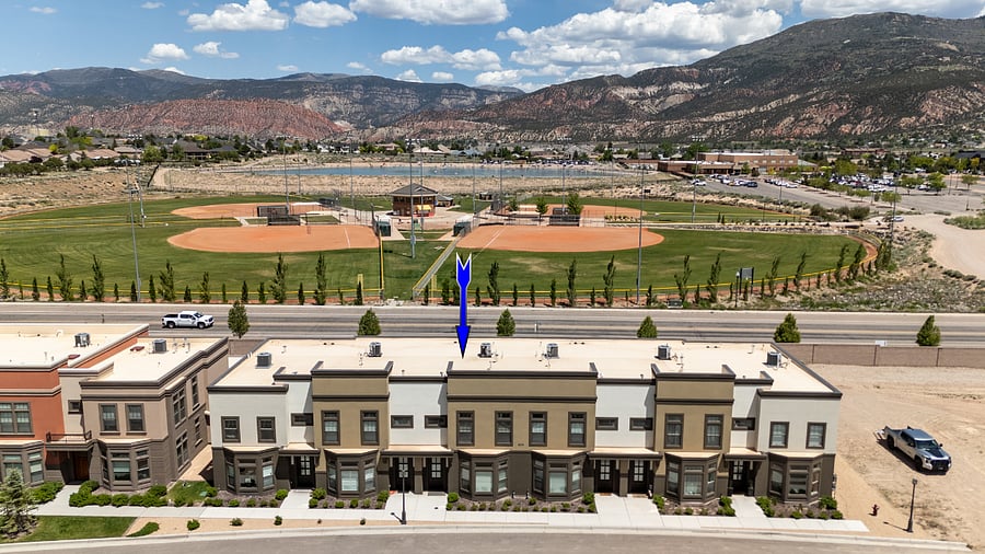 Overhead view showing the softball fields and lake!