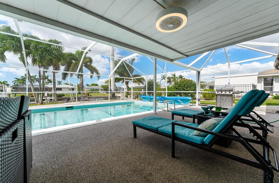 Huge heated pool. Doggie door in the lanai to access fenced in back yard. 