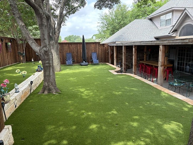 Backyard with turf grass
