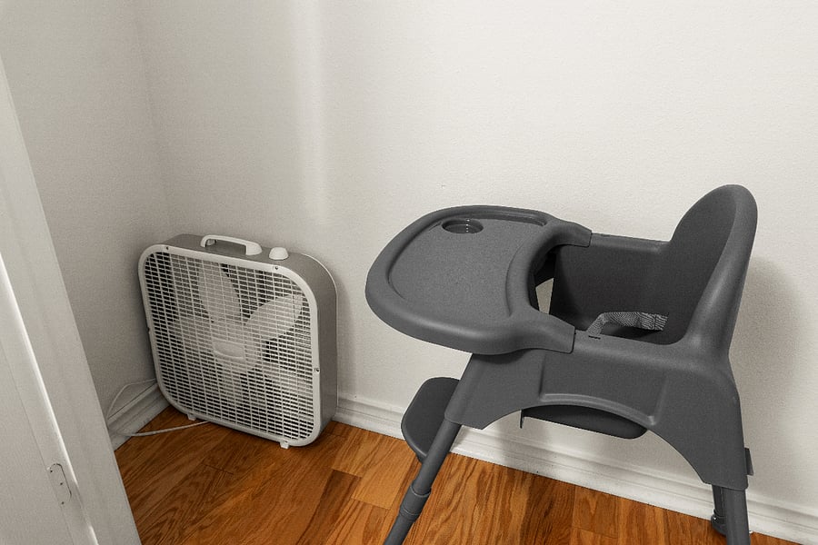 Baby high chair and box fan