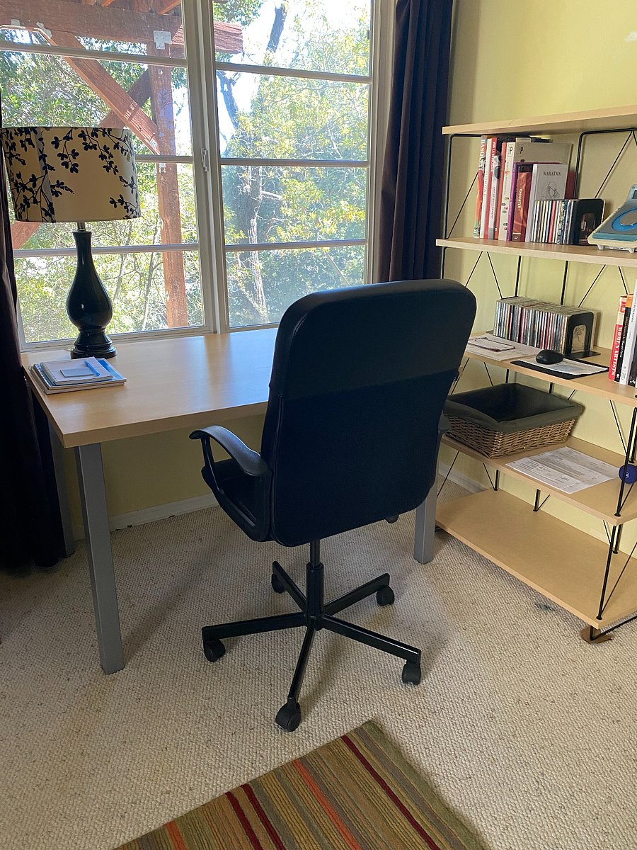 Dedicated Work From Home Space in Large Living Room, Overlooking Tenant's Private Backyard