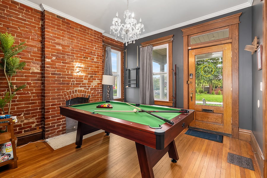 Front entrance with pool table