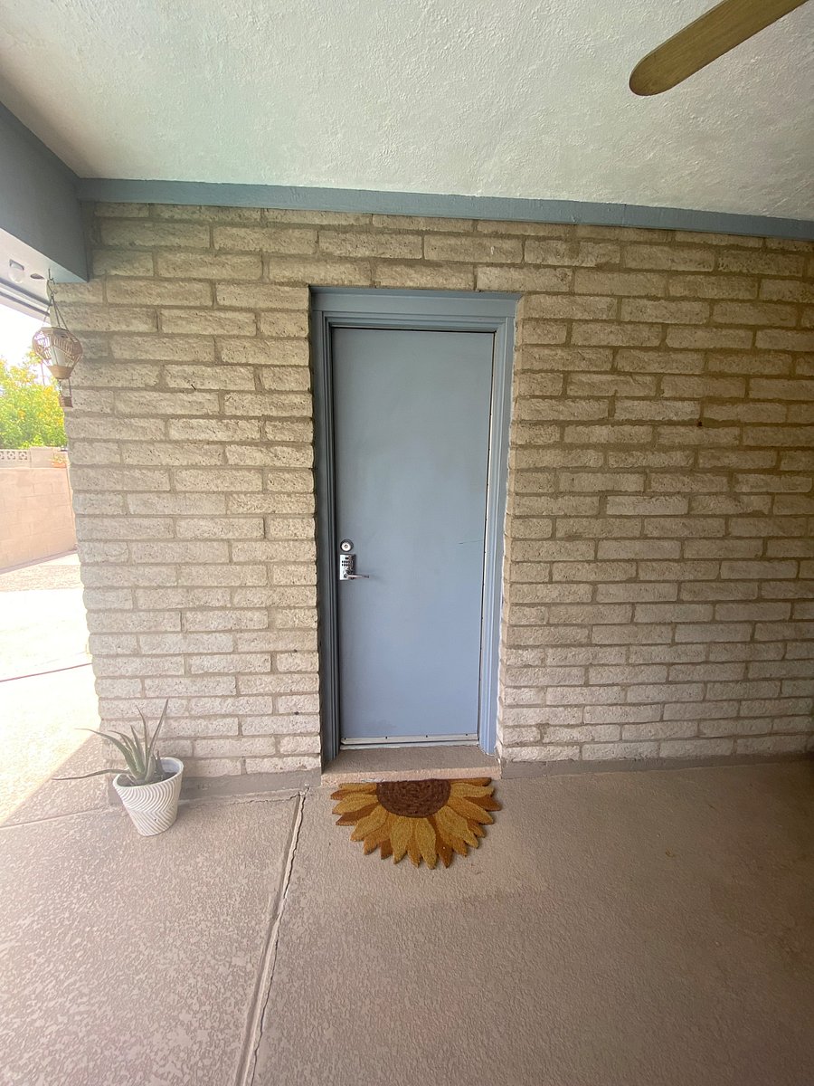 Your entrance- off of the covered patio this is in the backyard next to the pool.