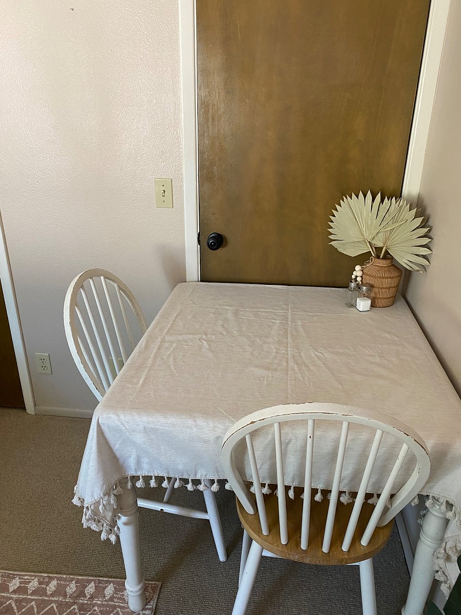 Dining table, extra chair in closet