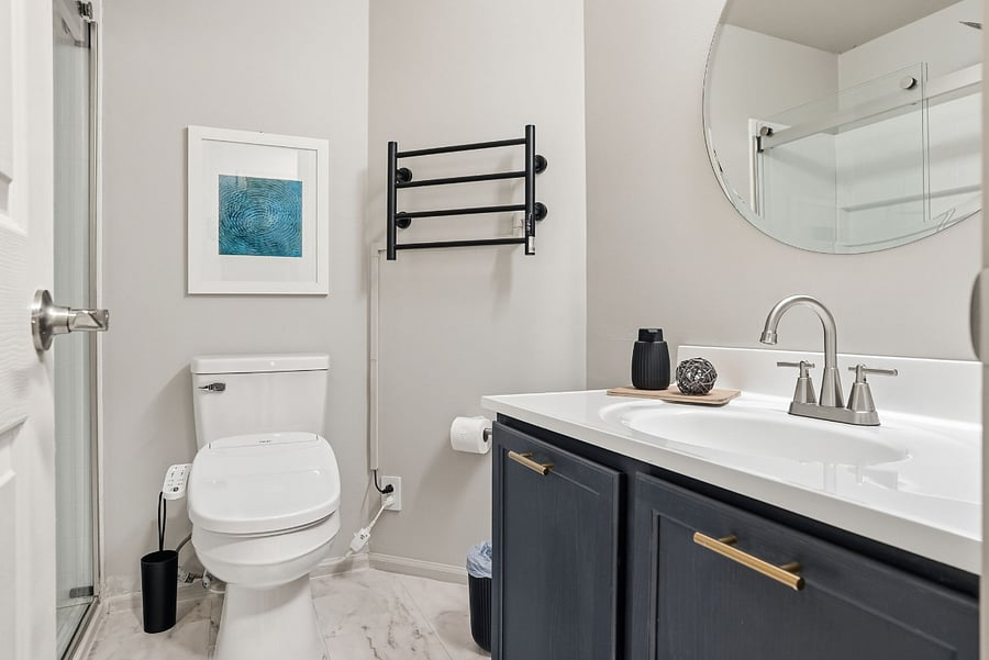 Spa inspired bathroom with towel warmer and bidet