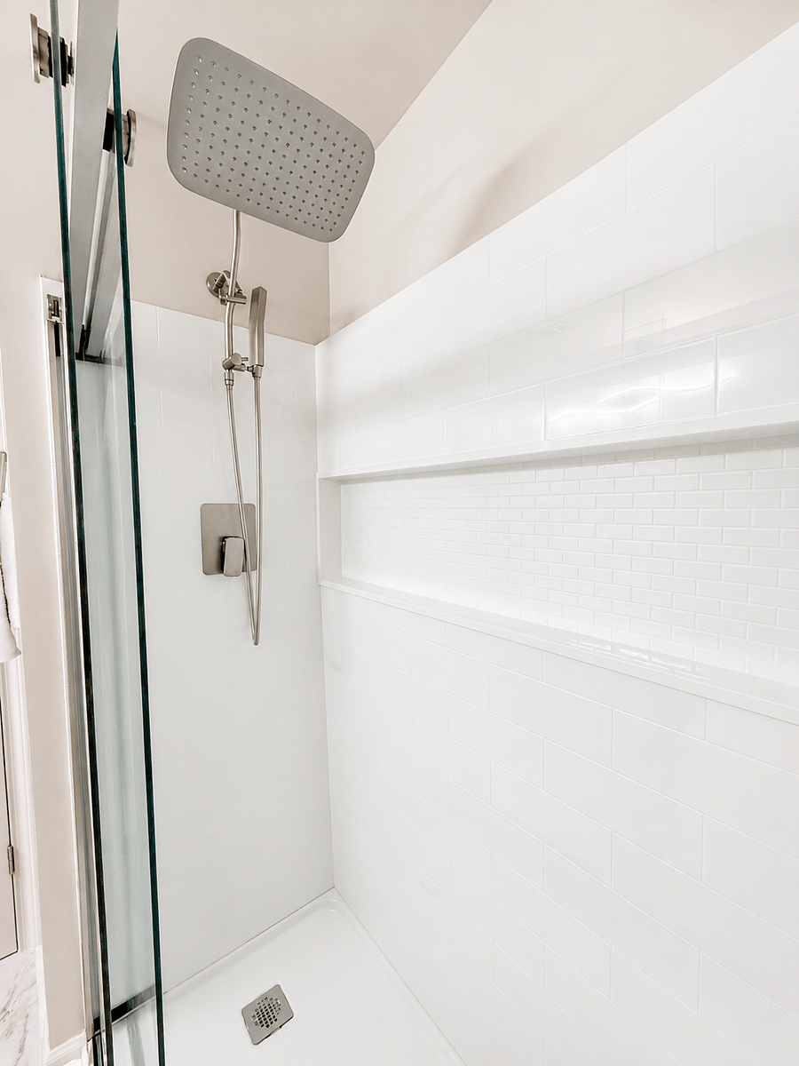Spa inspired bathroom with rain shower