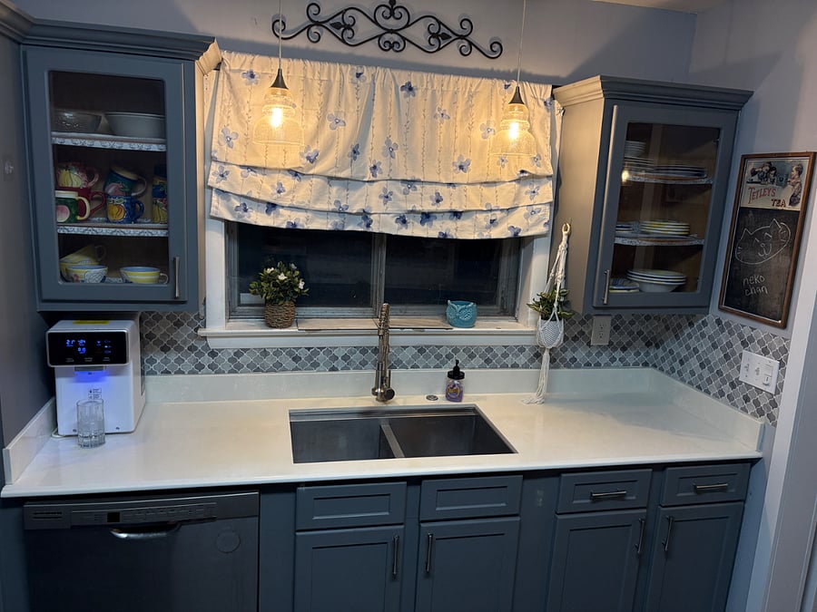 Spacious kitchen stocked with supplies you need. Osmosis water dispenser included. Missing something? Let us know and we'll get it to you!
