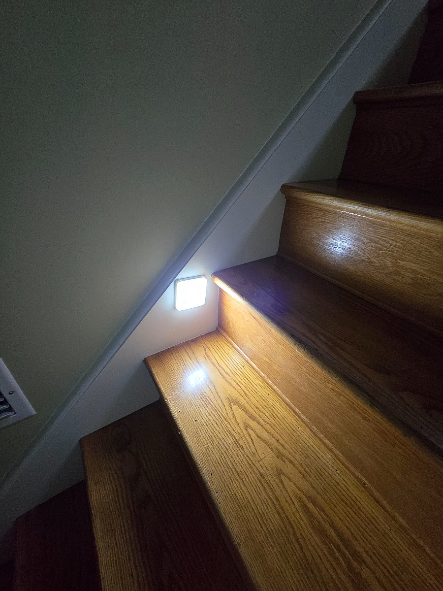 Motion- and dark-sensing light on the stairway from the first floor to upstairs.