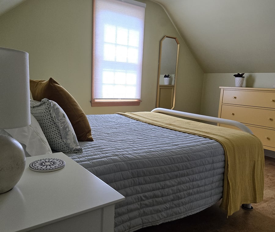 The bedroom.