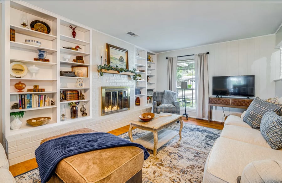 Living Room decorated to feel like home away from home.