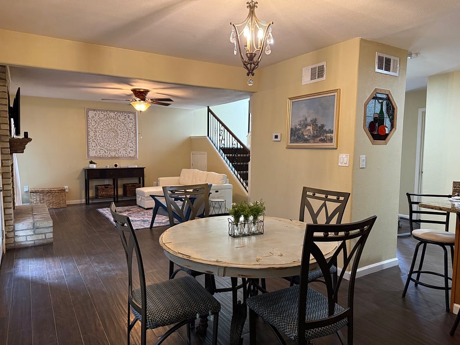 Dining next to living room, Kitchen to the right