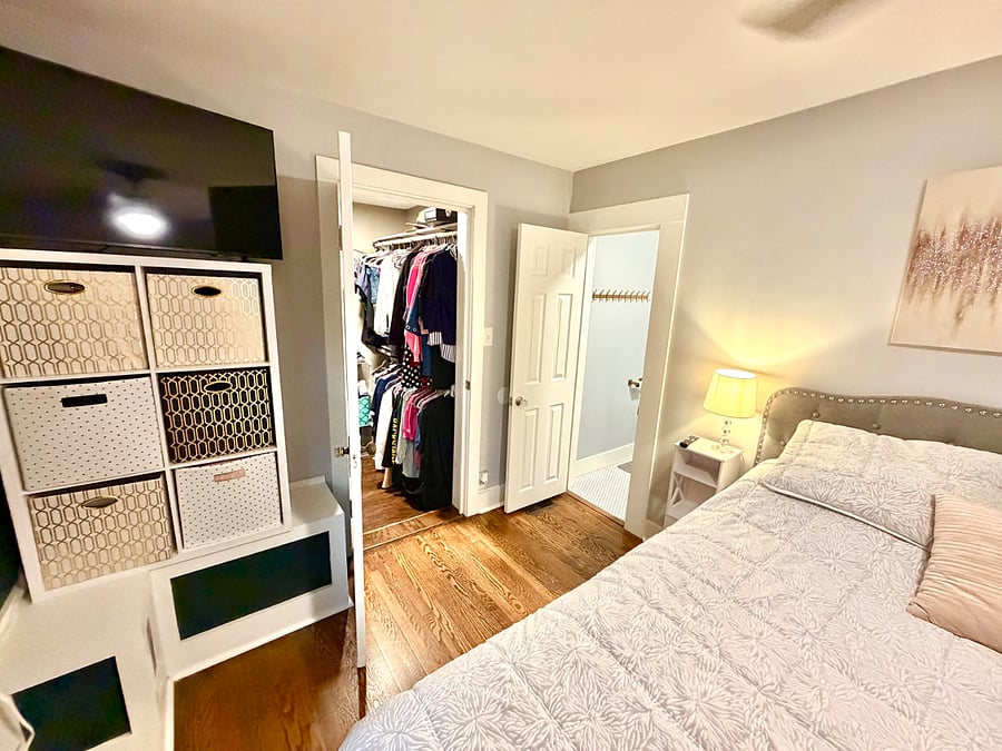 Primary bedroom with huge walk-in closet and bathroom.
