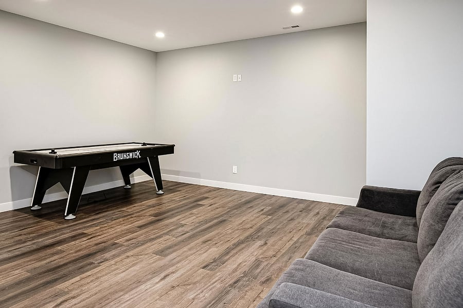 Basement play room, air hockey