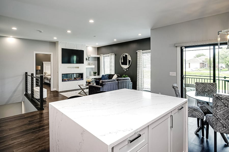 open kitchen into main living area