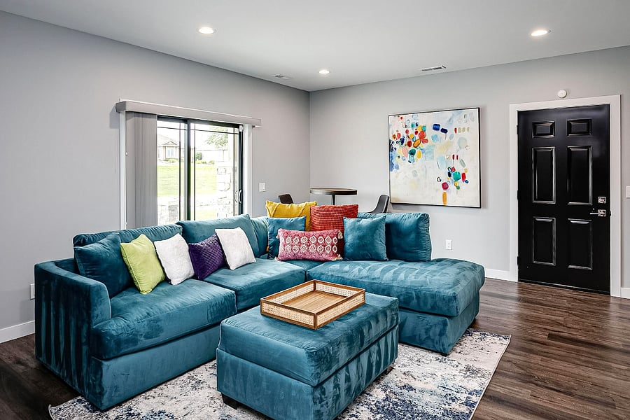 Basement Living Area with sectional sofa