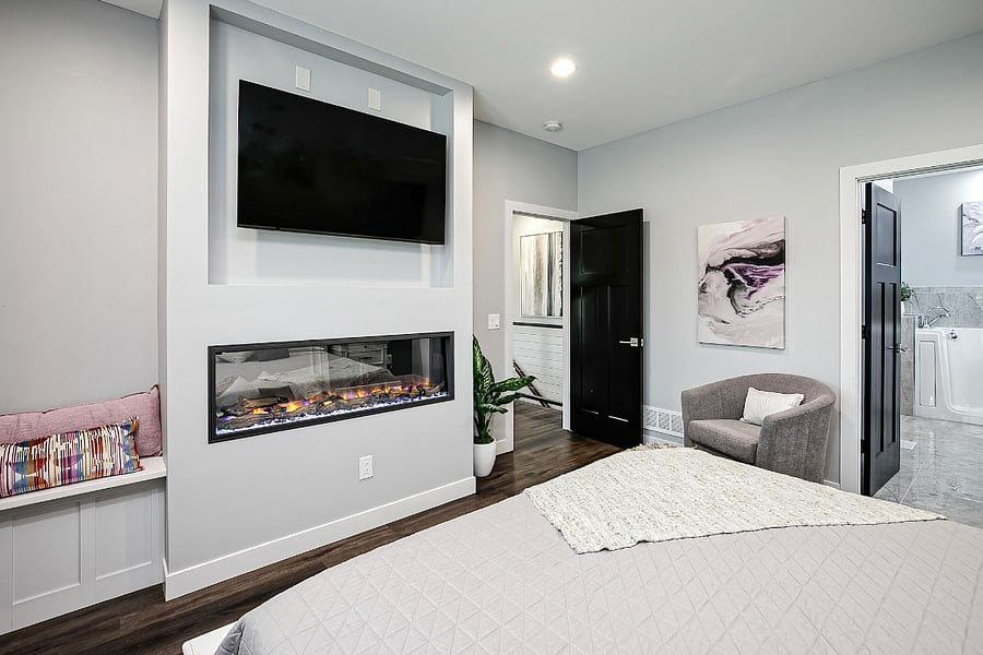 master bedroom fire place and tv