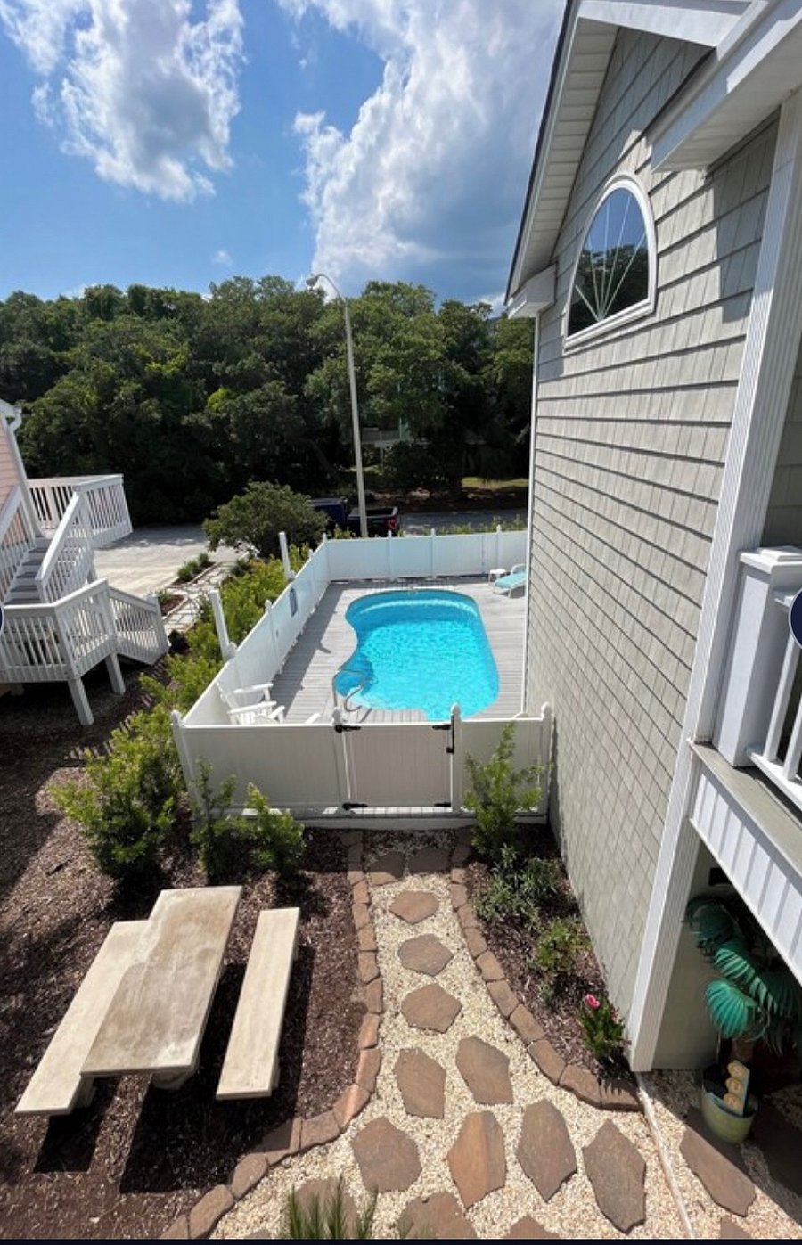 Pool view from side of front deck
