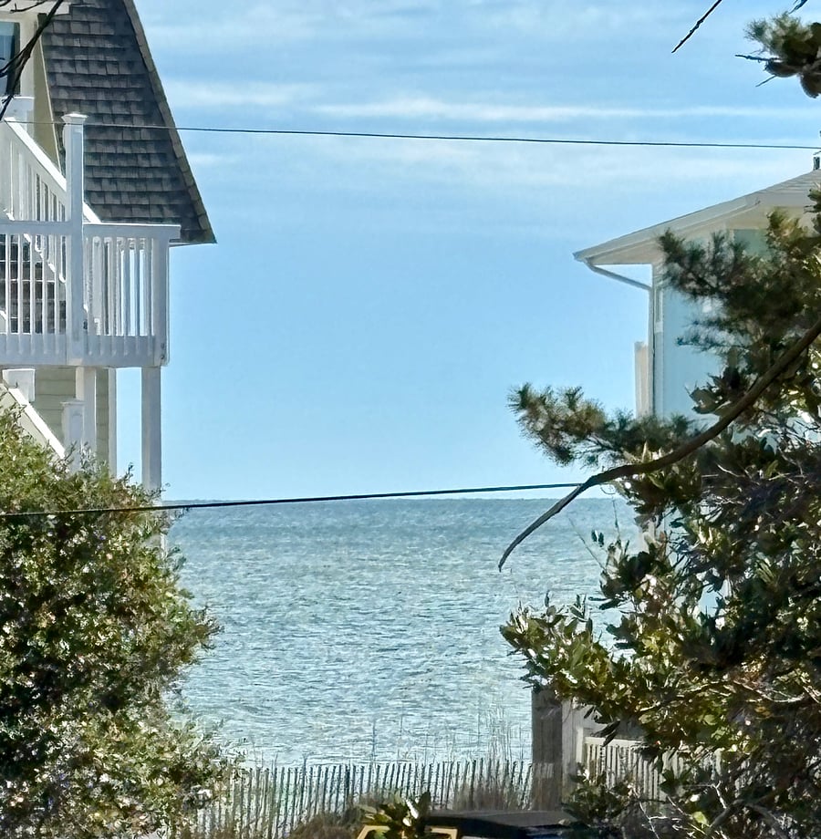 Close up of view of Ocean across Street
