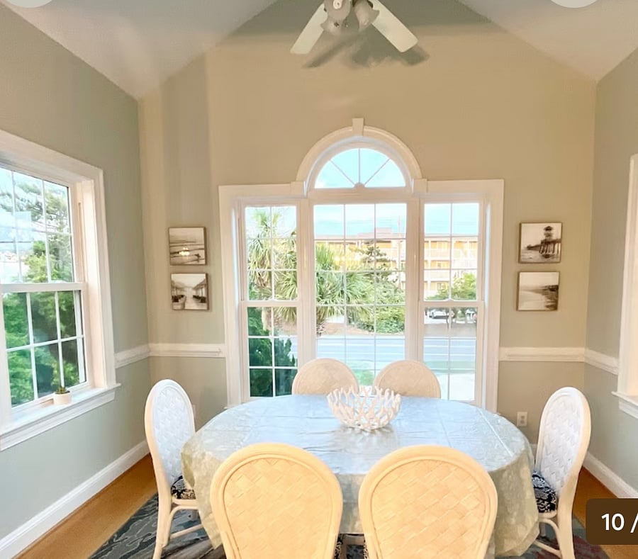 Dining table in sunroom