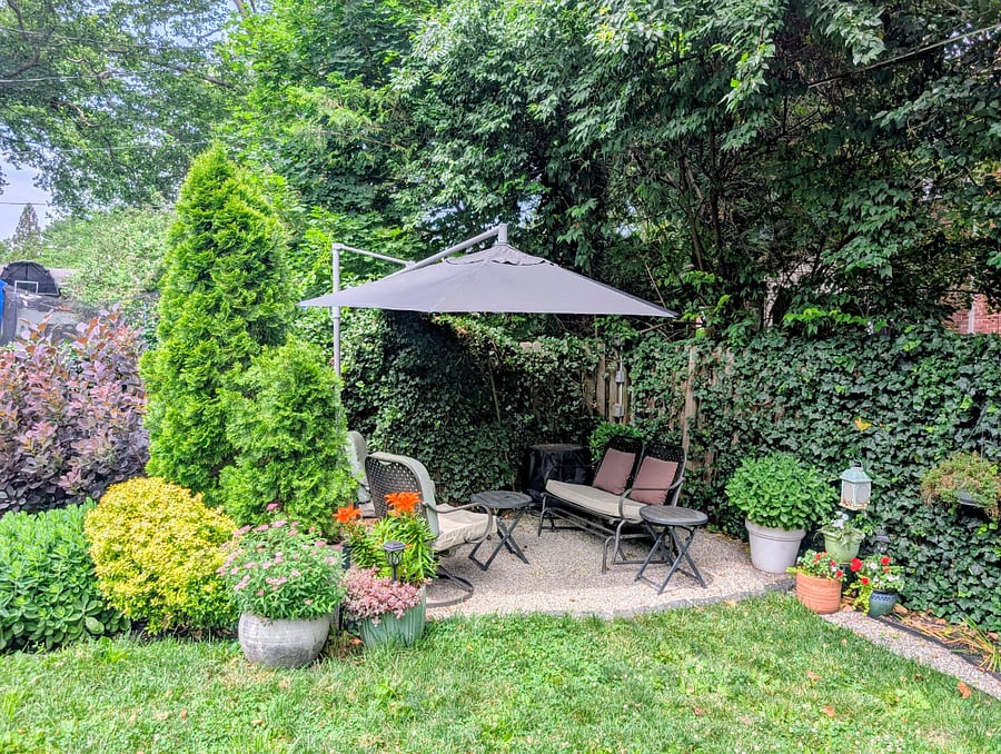 Cozy and lush outdoor oasis