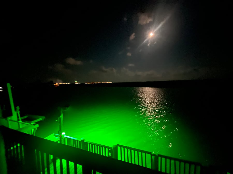 Nighttime green fishing light