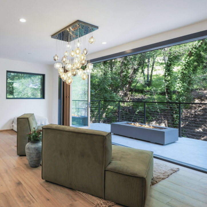 Accordion Sliders & Ext Fireplace