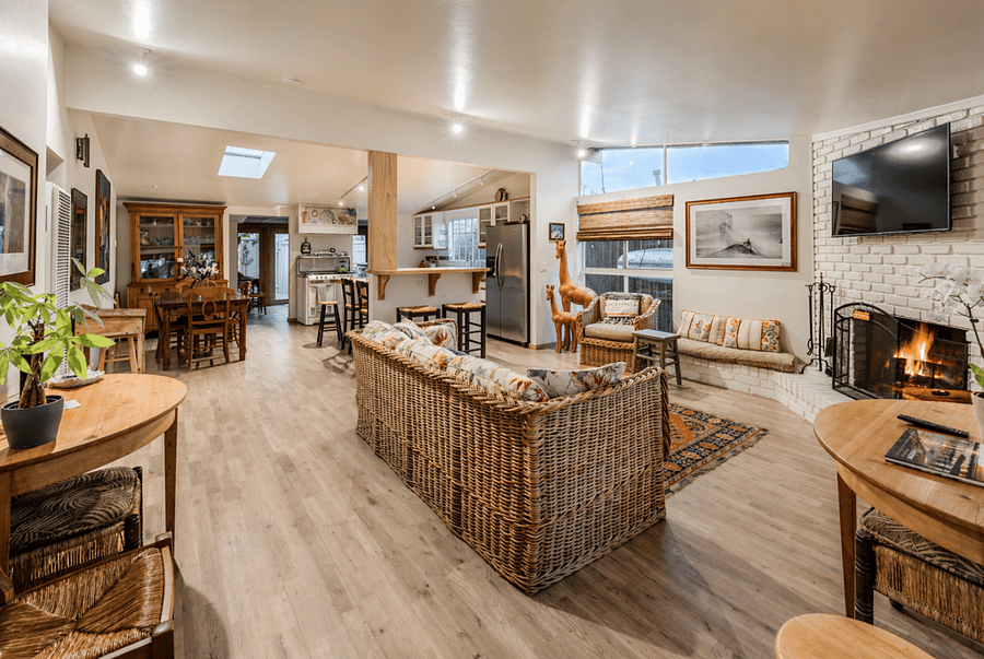 Open floor plan with new flooring