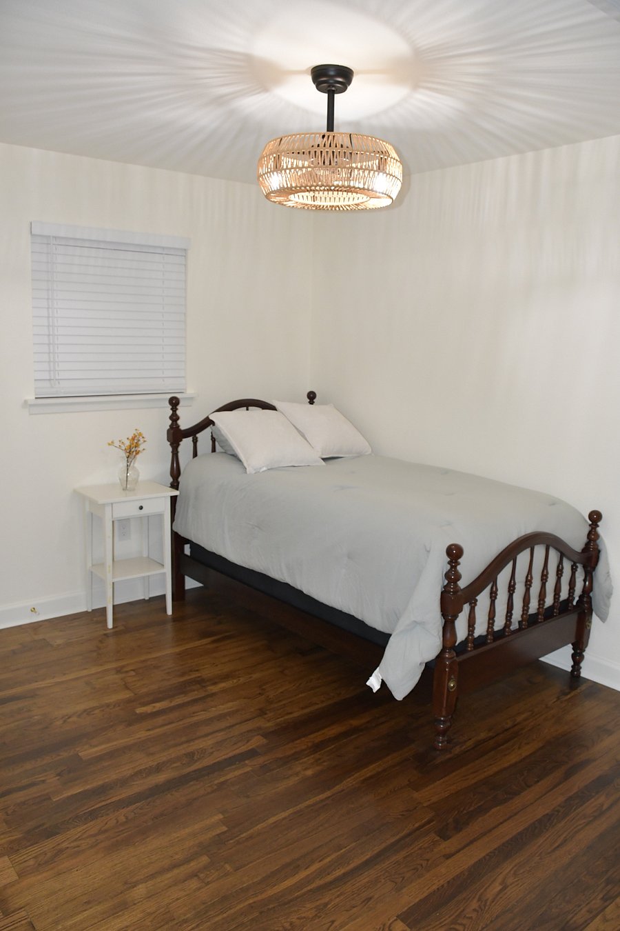 Bedroom with comfortable twin bed and luxury mattress.  