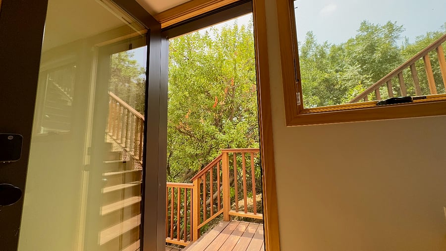 Completely private guest entry via a separate dedicated stairway down from the street above.