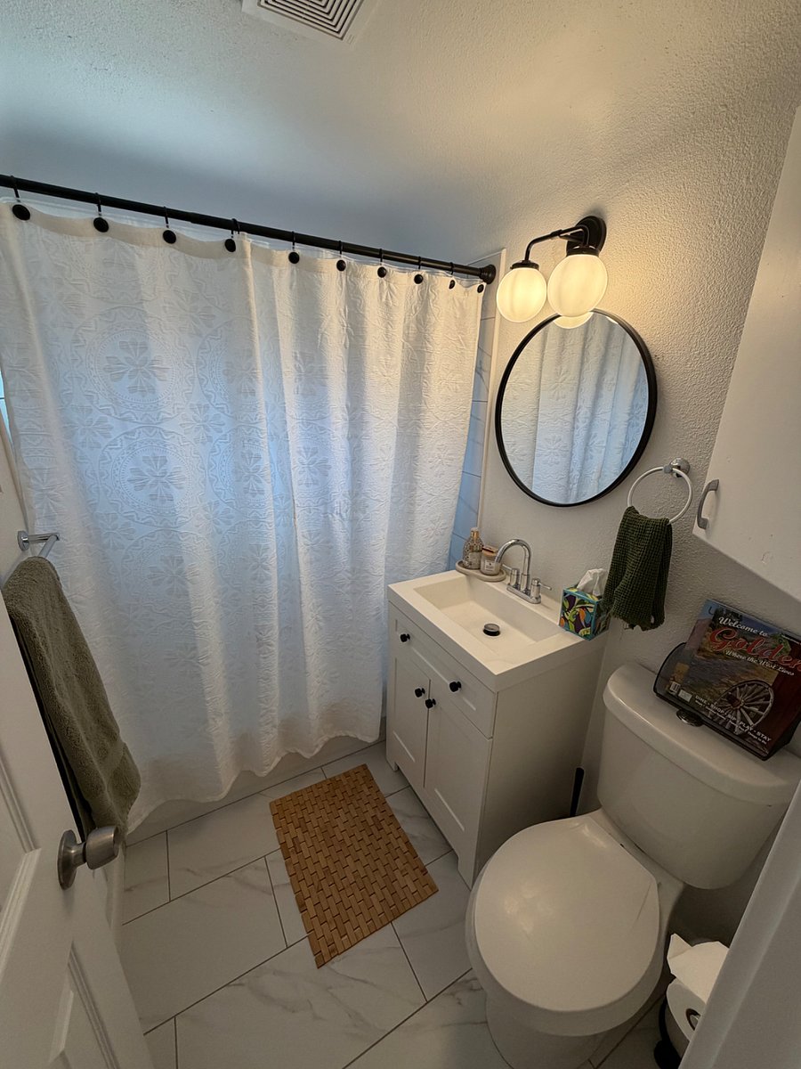 Second Bathroom: Conveniently located off the living room and fully stocked with starter essentials to help you settle in.