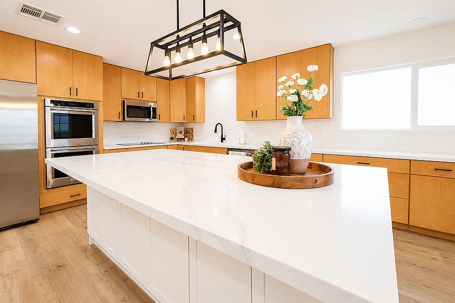 Shared kitchen with large island