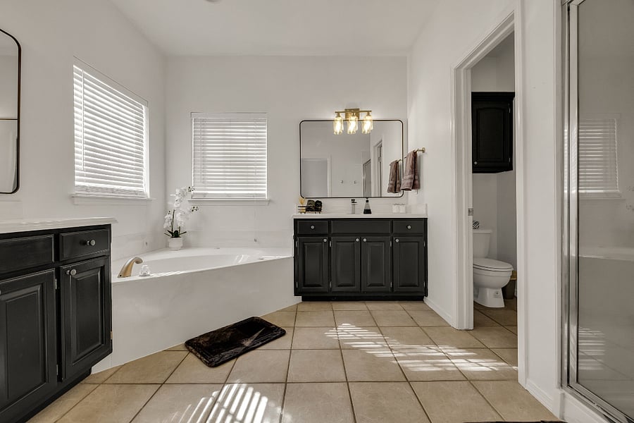 Double sinks in primary bathroom.