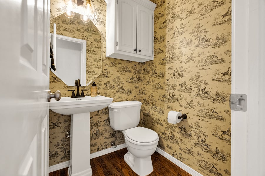 Cute hallway powder half bath.