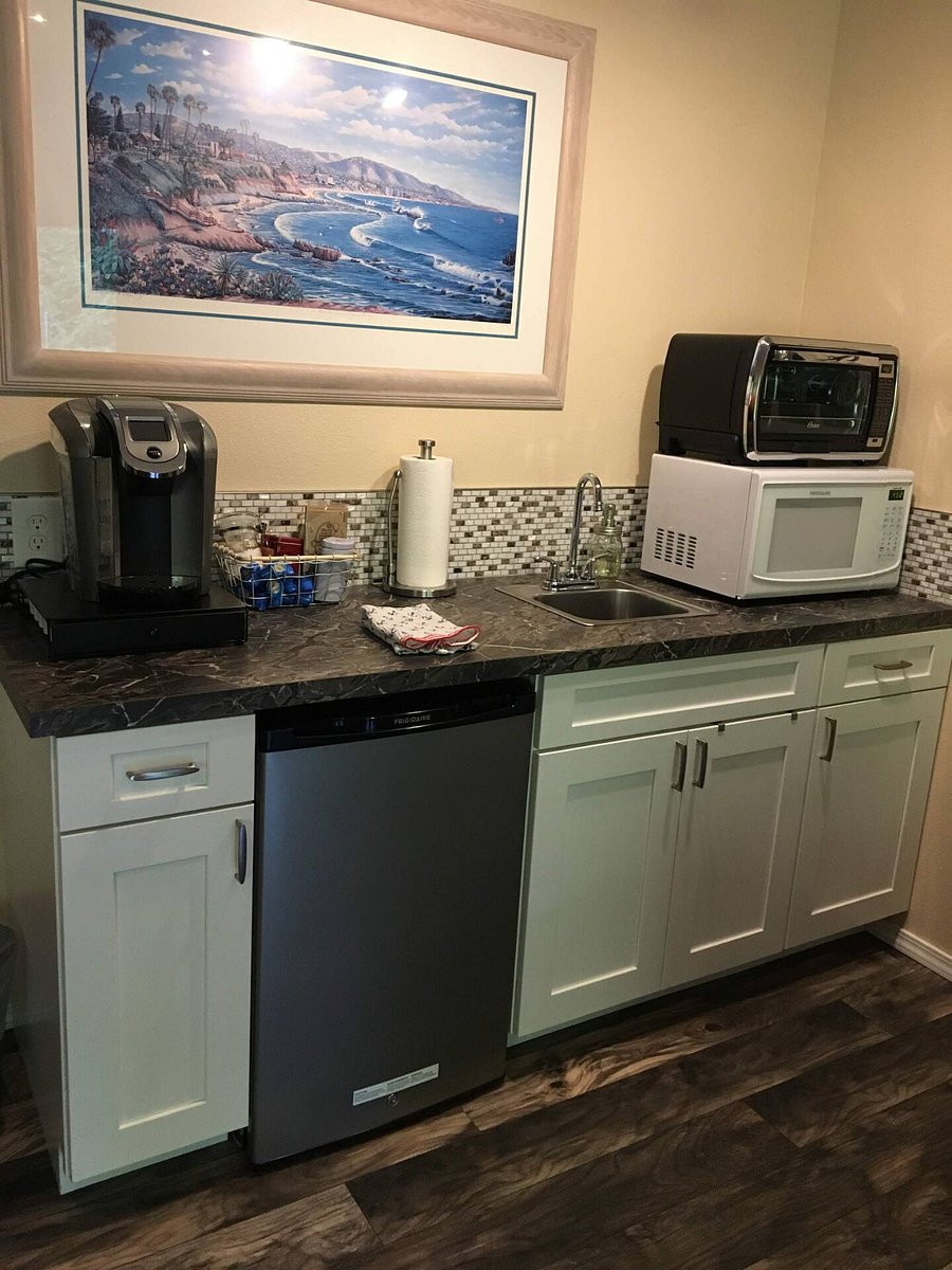 Kitchenette includes everything you might need. Plus there is a full sized fridge in the garage exclusively for your use.