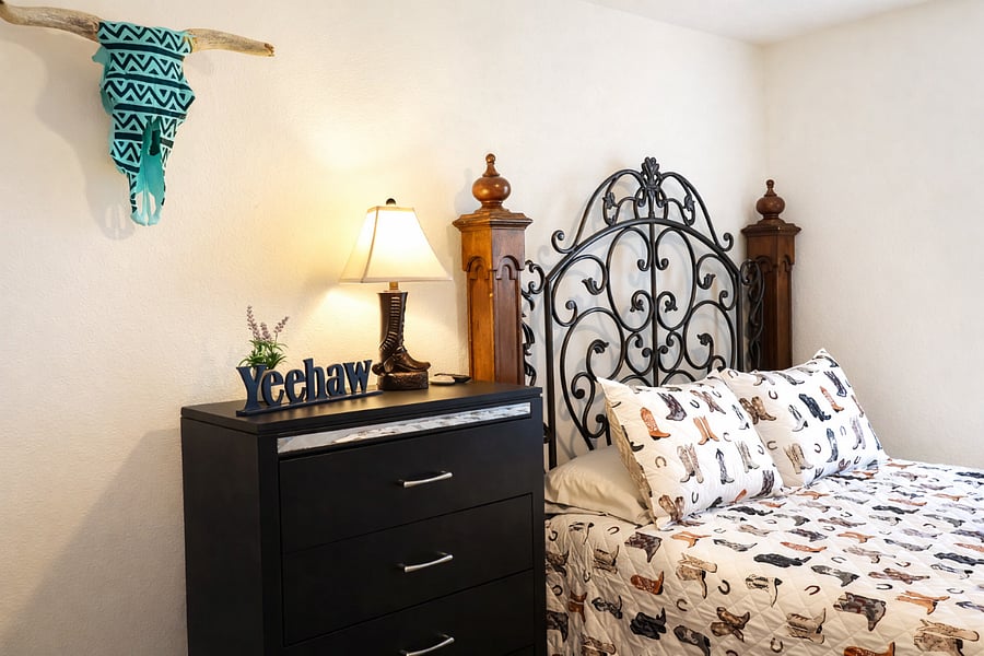 Bedroom upstairs with queen bed 
