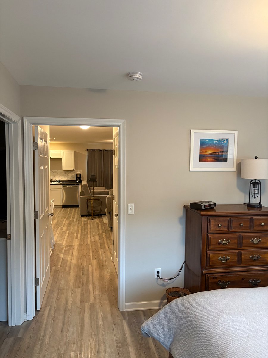 The bedroom door does close to the outside living area