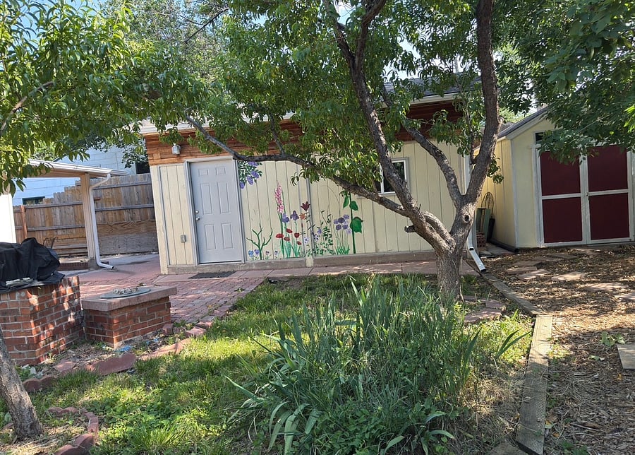 back yard.  bbq and area to sit and relax