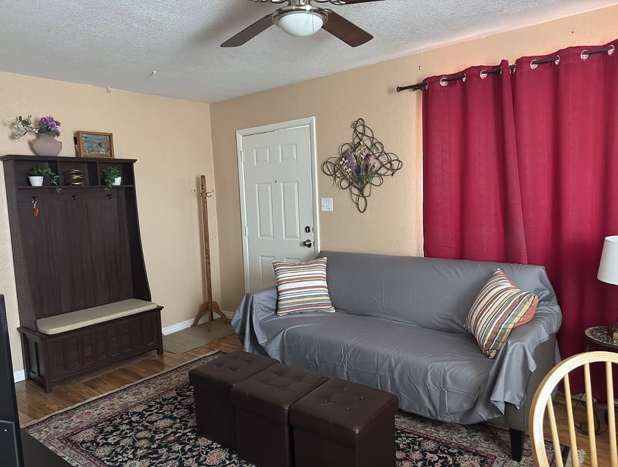 living room.  looking at front door