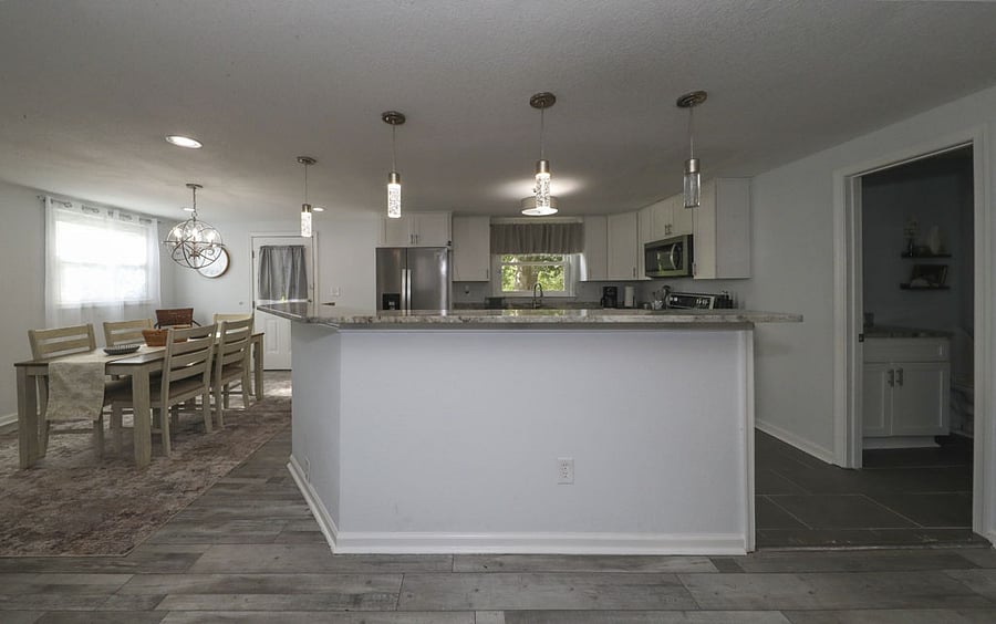 open bar area into kitchen