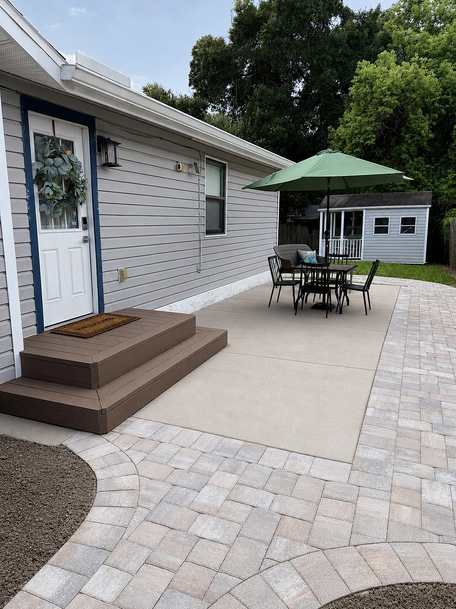 private entrance and shared patio