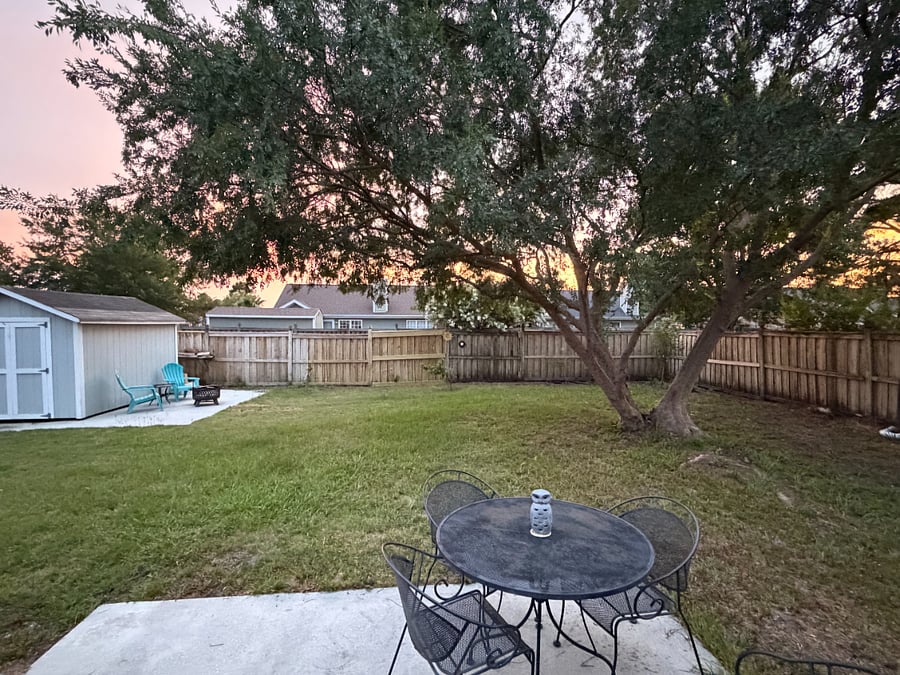 Fenced in backyard