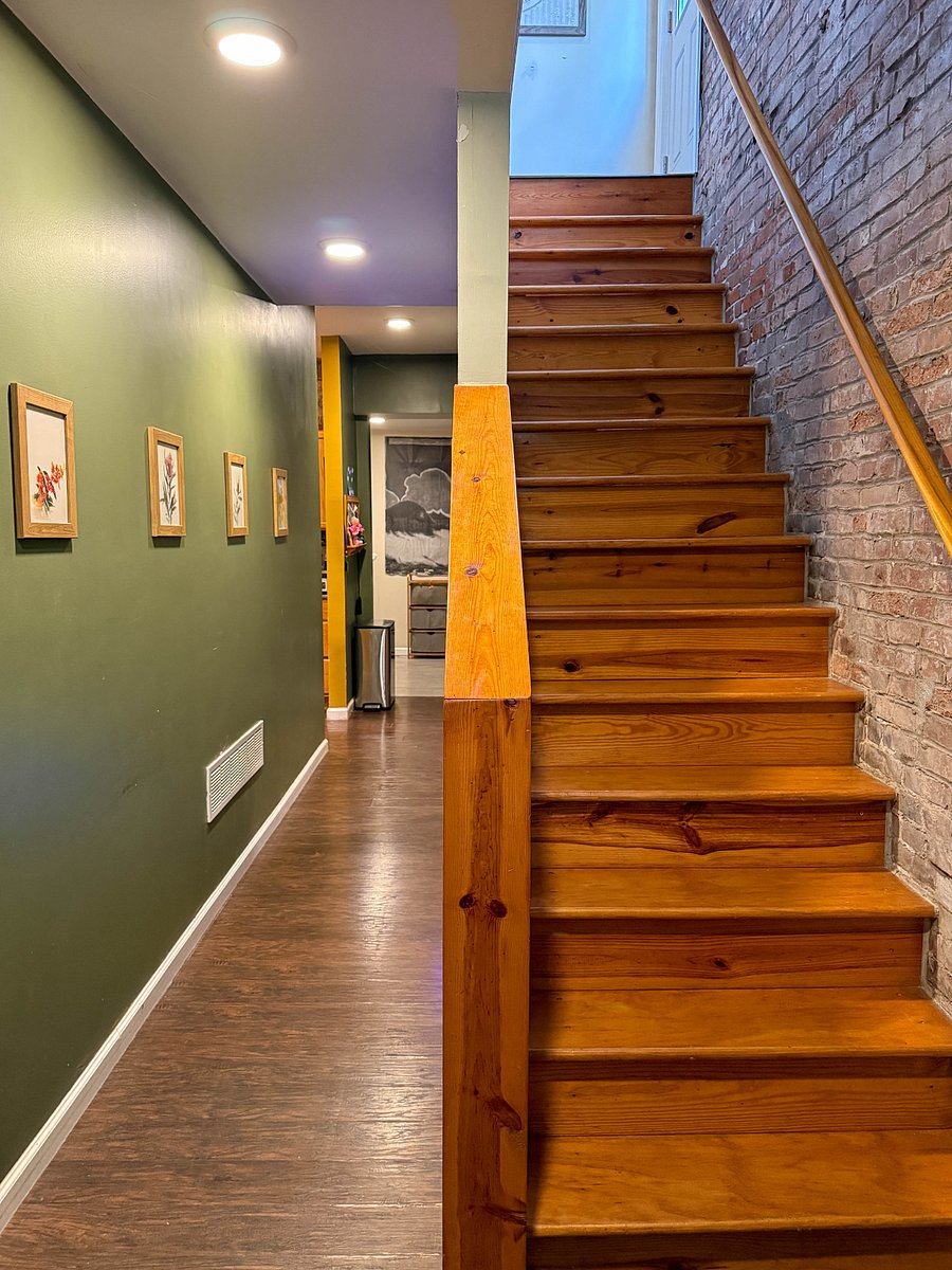 First-floor hallway and steps to second-floor