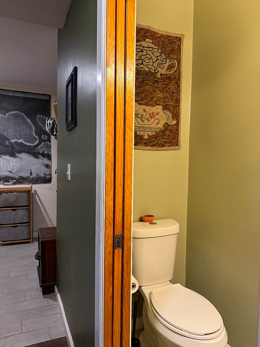 view of the first-floor bathroom and laundry room 