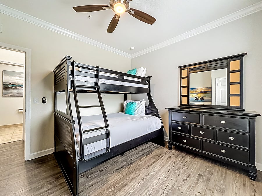 Perfect for the kids! Cozy bunks with fresh linens and plenty of storage space