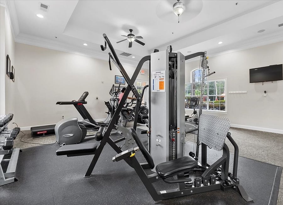 No need to skip leg day! Work up a sweat in our modern gym featuring everything you need for a great workout while traveling.
